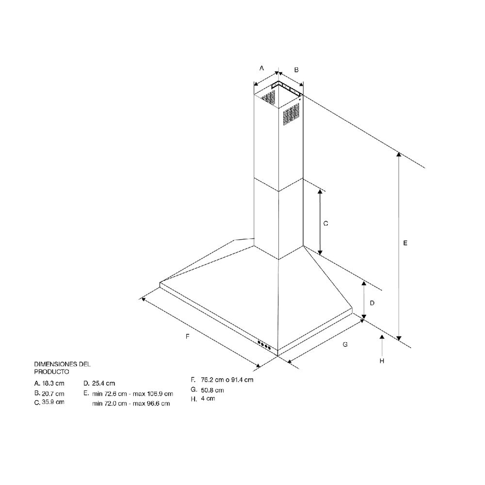 Campana Tipo Pared Kitchenaid 76cm Acero Inoxidable KVWB600DSS