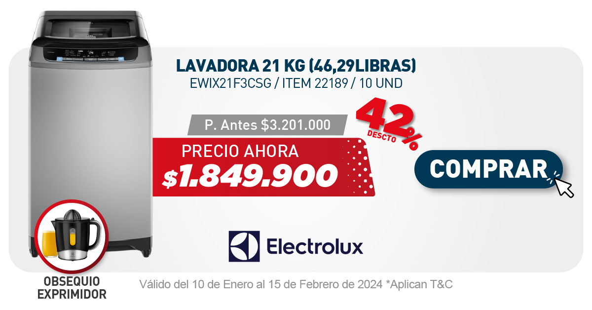 Electrolux Lavadora 22Kg Impeller Premium Silver en oferta - cómpralo solo  en Mi Bodega.